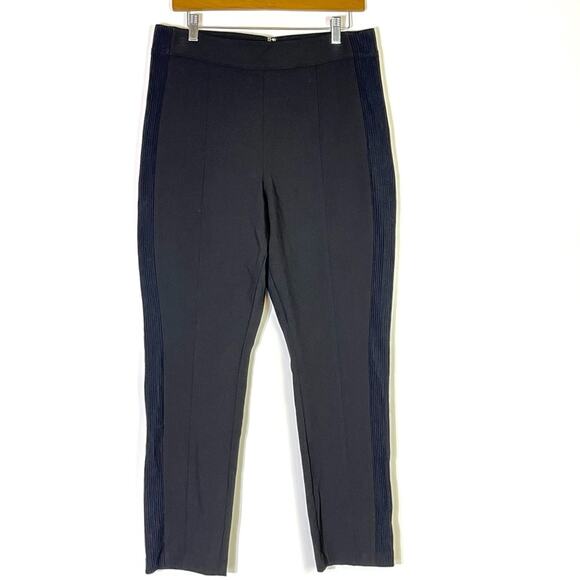 Good American Black Ribbed Stripe Pants Size 4 (XL) - Picture 1 of 7